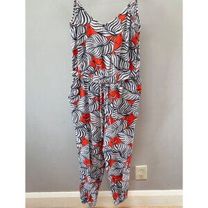 Madewell Womens Small Sleeveless Jumpsuit With Drawstring Waist & Abstract Flora
